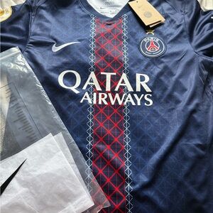 Nike PSG Navy and Red Soccer Jersey